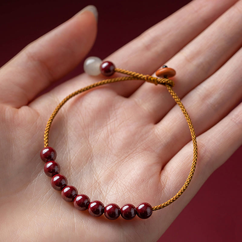 Buddha-Steine, natürliche Zinnoberperlen, Segen, handgefertigtes Armband