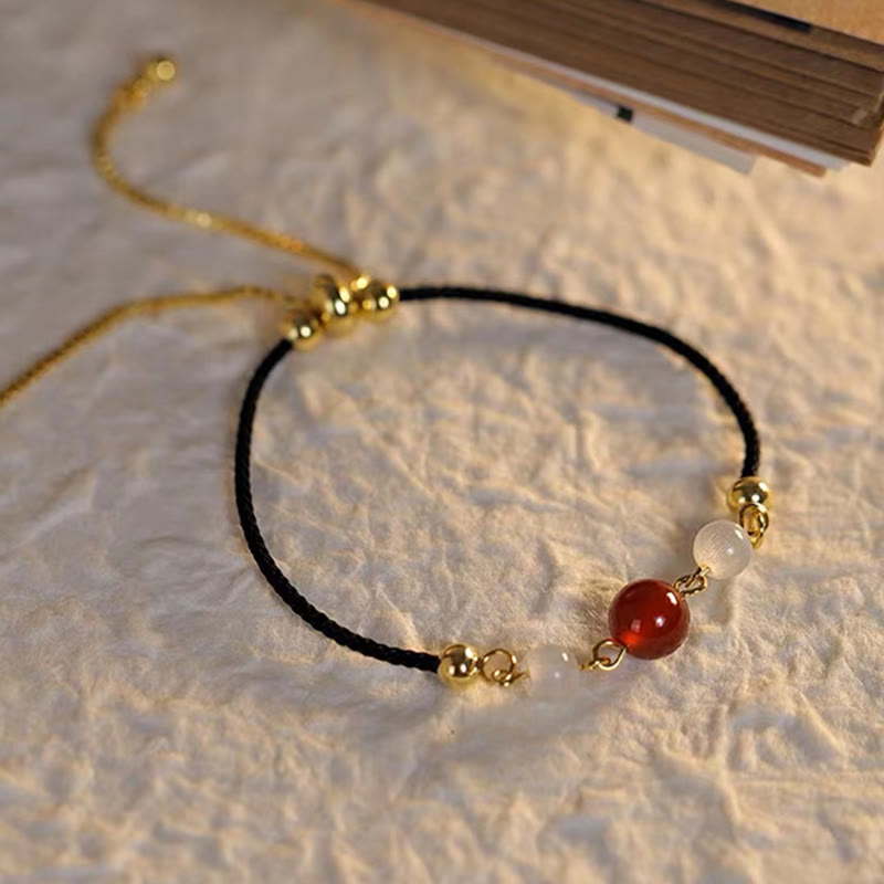 Buddha Stones Roter Achat Katzenauge Geflochtenes Vertrauensarmband