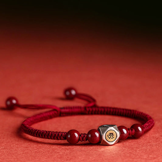 Pulsera de Buda con piedras de plata de ley 925 y cinabrio con el zodíaco chino