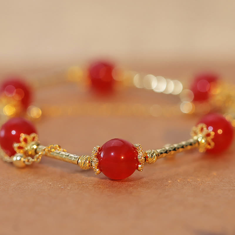 Buddha Stones Roter Achat Fu Charakter Charm Selbstakzeptanz Armband