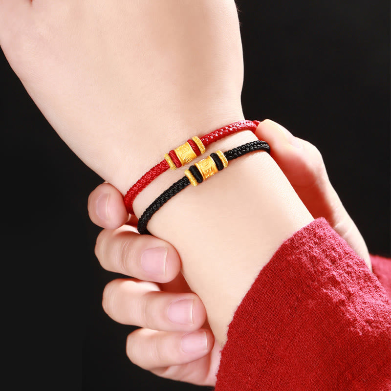Pulsera de cuentas de la suerte con piedras de Buda del Tíbet, oro 999, con grabado Om Mani Padme Hum