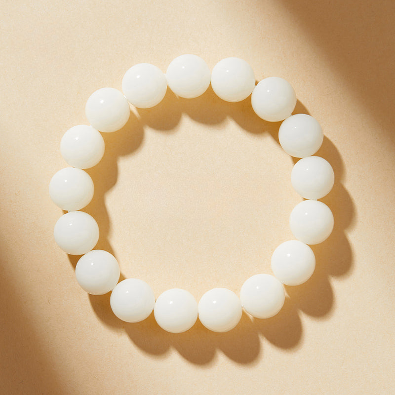 Natural White Jade Bodhi Bead Bracelet Buddhist Beads