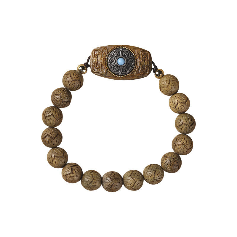 Buddha-Steine, grünes Sandelholz, Ebenholz, Sandelholz, Om Mani Padme Hum, beruhigendes Armband