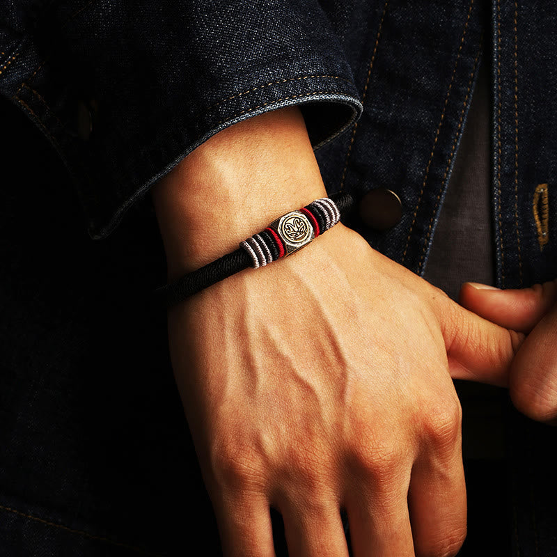 Buddha Stones 925 Sterling Silber Perfekter Knoten King Kong Knoten Glaube Stärke Armband