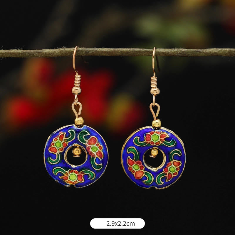 Pendientes colgantes de cobre con diseño de flor de loto y mariposa de Buda y piedras de iluminación