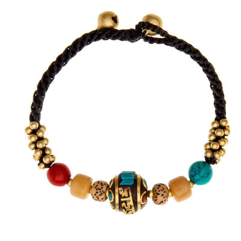 Armband mit tibetischen Buddha-Steinen, Türkis, Om Mani Padme Hum, Schutz und Stärke
