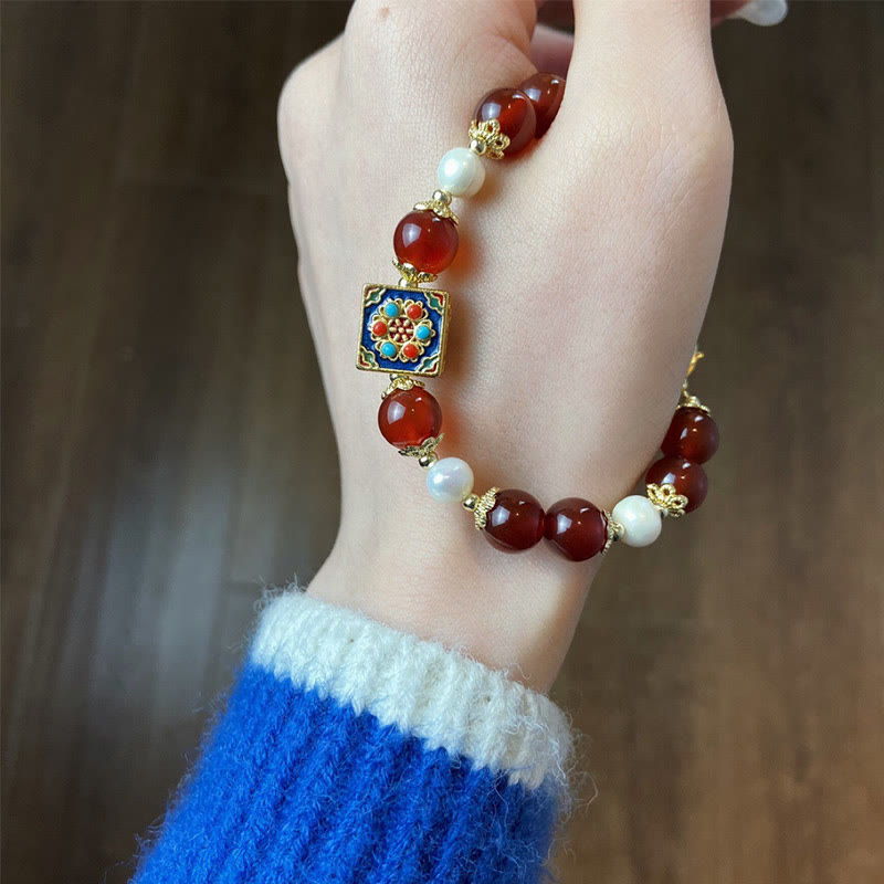 Buddha Stones Armband mit roter Achatperle, Selbstvertrauen und Selbstakzeptanz