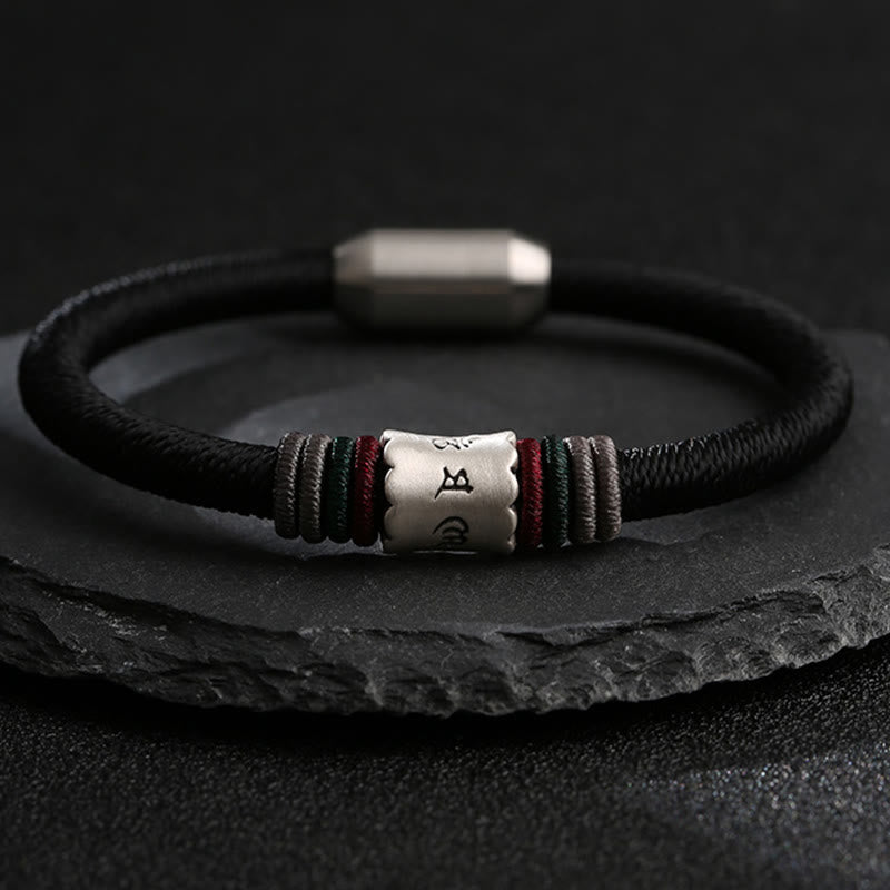 Armband mit magnetischer Schnalle von Buddha Stones, 999 Sterlingsilber, Om Mani Padme Hum, Peace