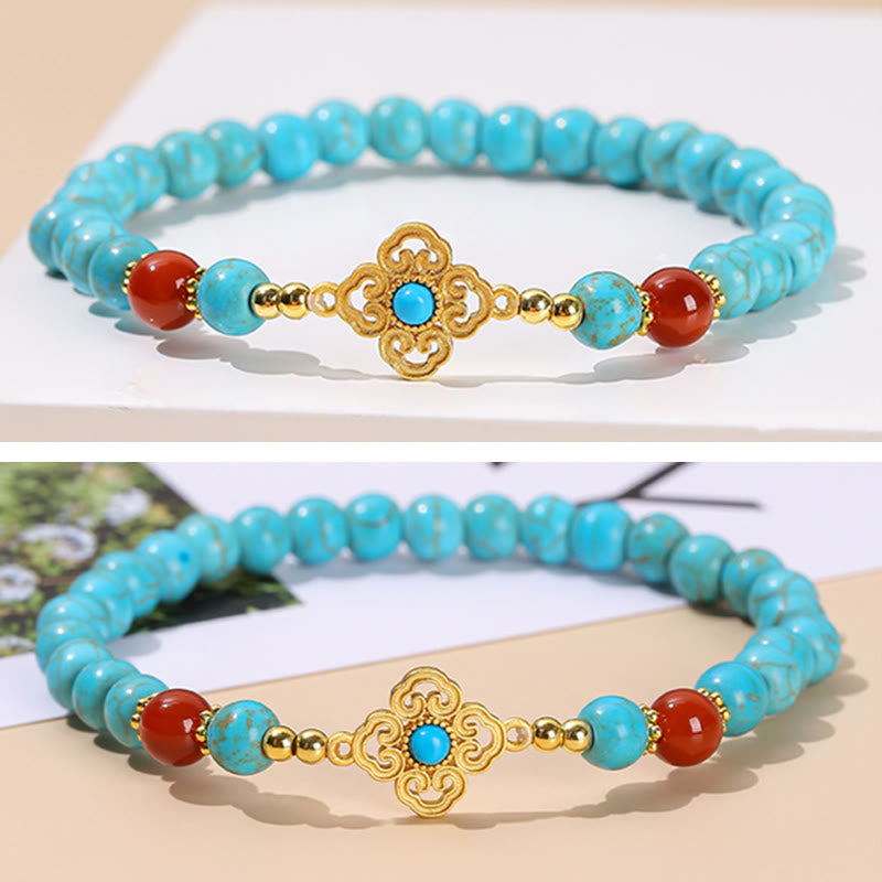 Buddha Stones Türkis Perlen Schutz Balance Armband