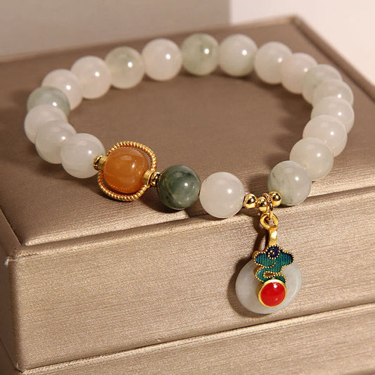 Pulsera de prosperidad con piedras de Buda, jade, nubes auspiciosas, ágata roja y citrino