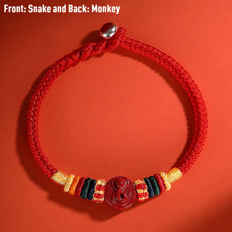 Buddha Stones Year of the Dragon 925 Sterling Silver Chinese Zodiac Cinnabar Auspicious Matches Blessing Bracelet