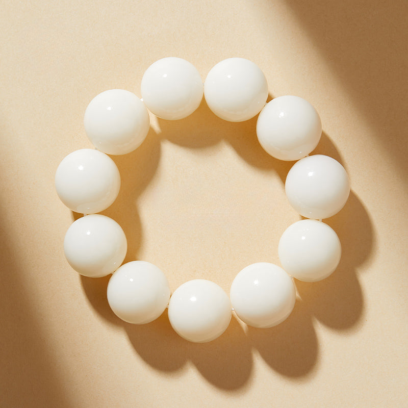 Natural White Jade Bodhi Bead Bracelet Buddhist Beads