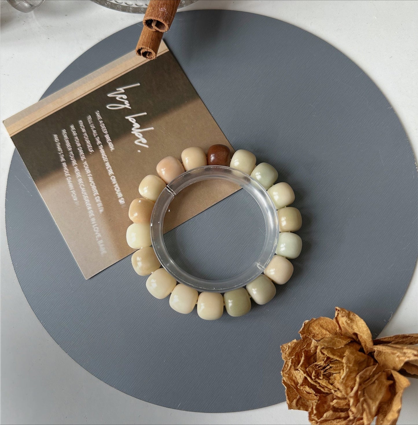 Milk Coffee Color Multicolored Bodhi Bracelet 12mm (Multiple Colors Available)