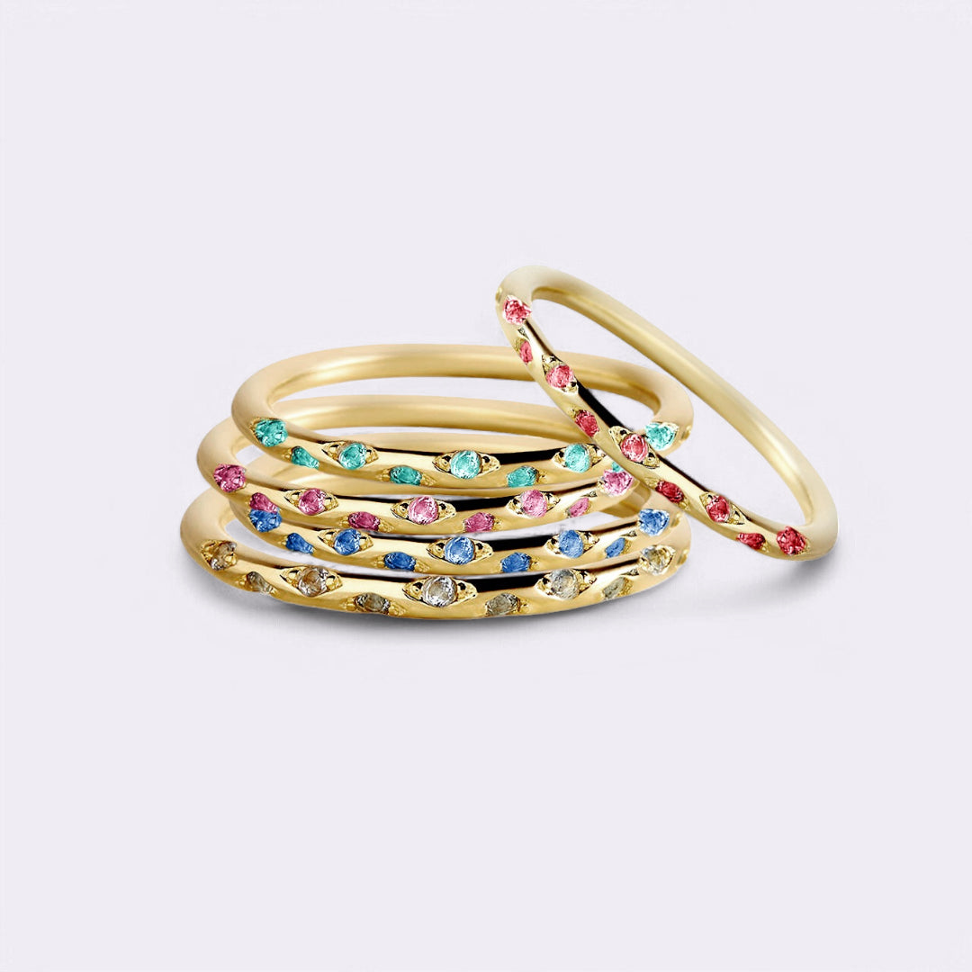 Dainty Birthstone Constellation Band