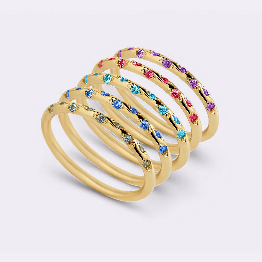 Dainty Birthstone Constellation Band