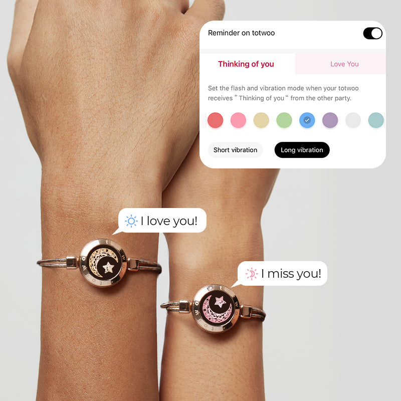 Moon&Star Touch Bracelets with Snake Chain (Rose Gold+Rose Gold) - Touch Bling