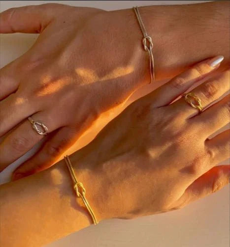 Couples Matching Infinity Knot Bracelet & Ring Set