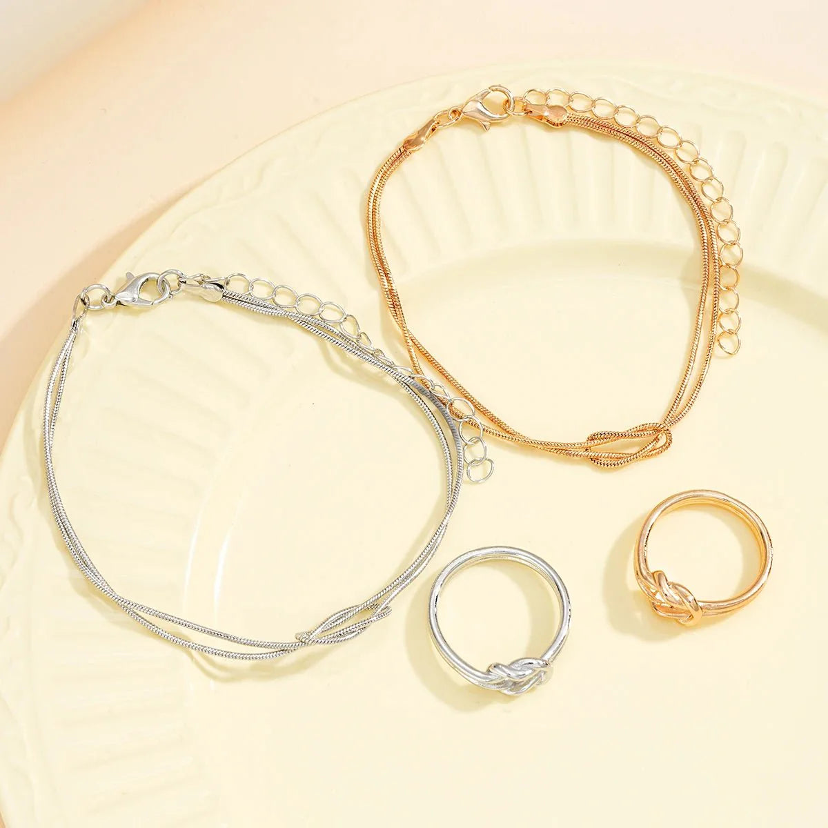 Couples Matching Infinity Knot Bracelet & Ring Set