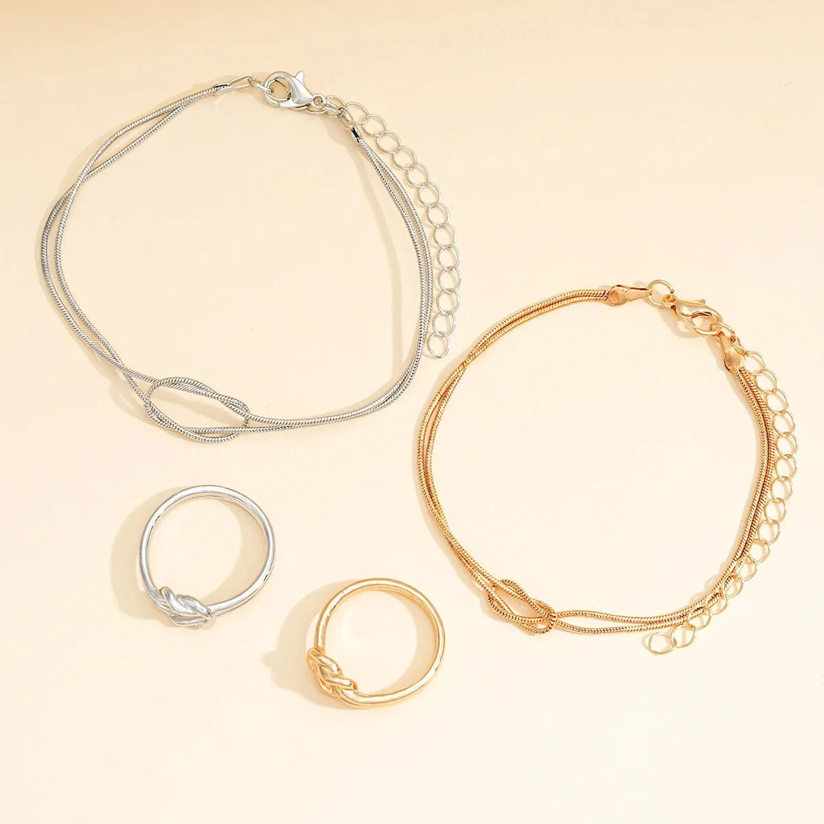 Couples Matching Infinity Knot Bracelet & Ring Set