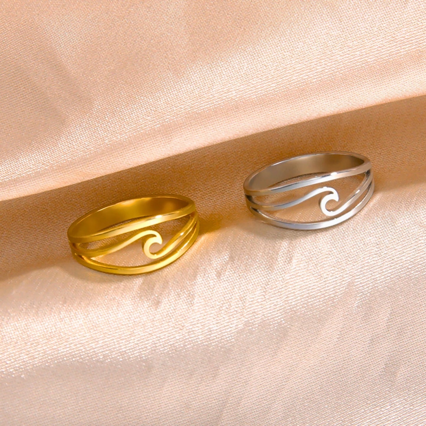 Couple's Promise Wave Rings
