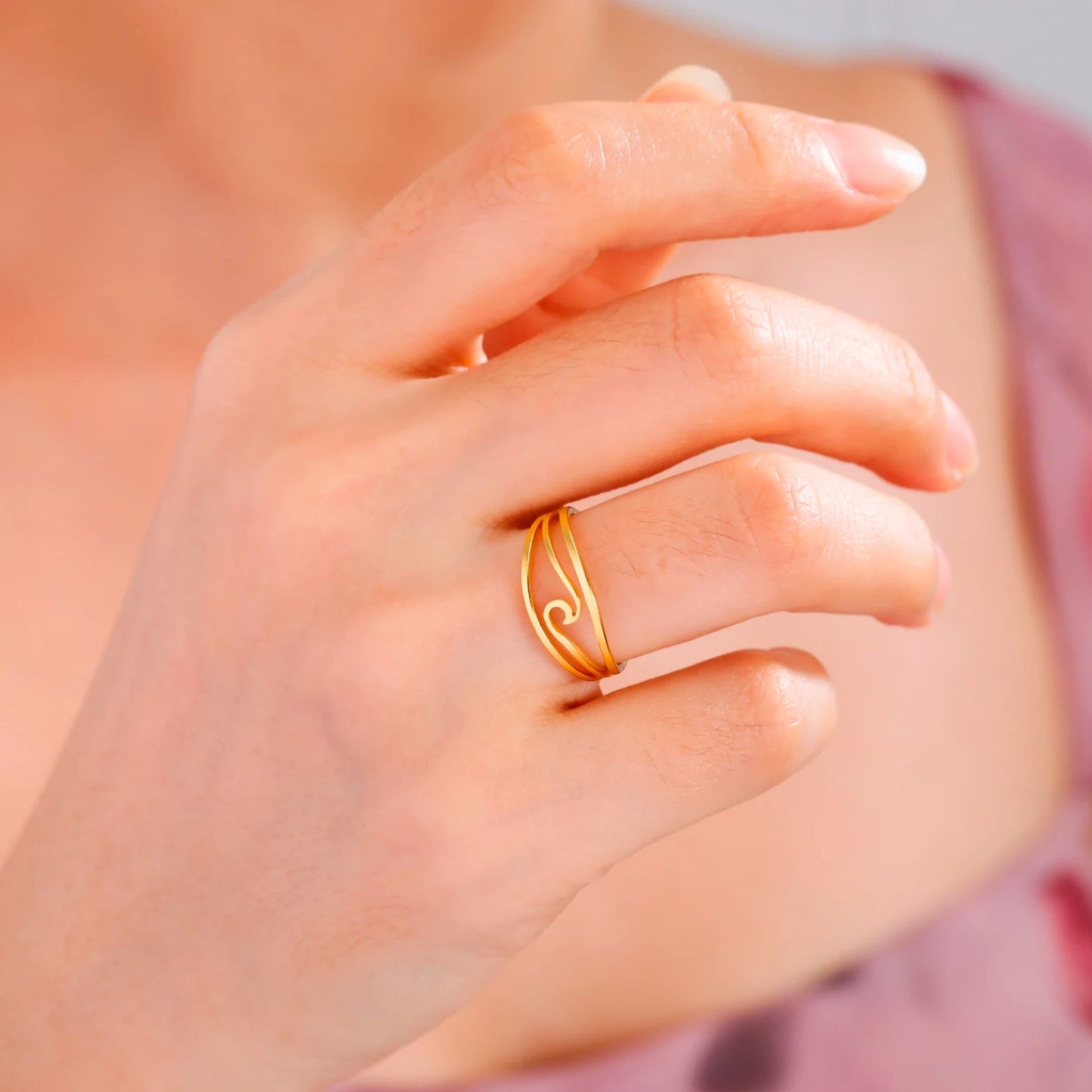 Couple's Promise Wave Rings