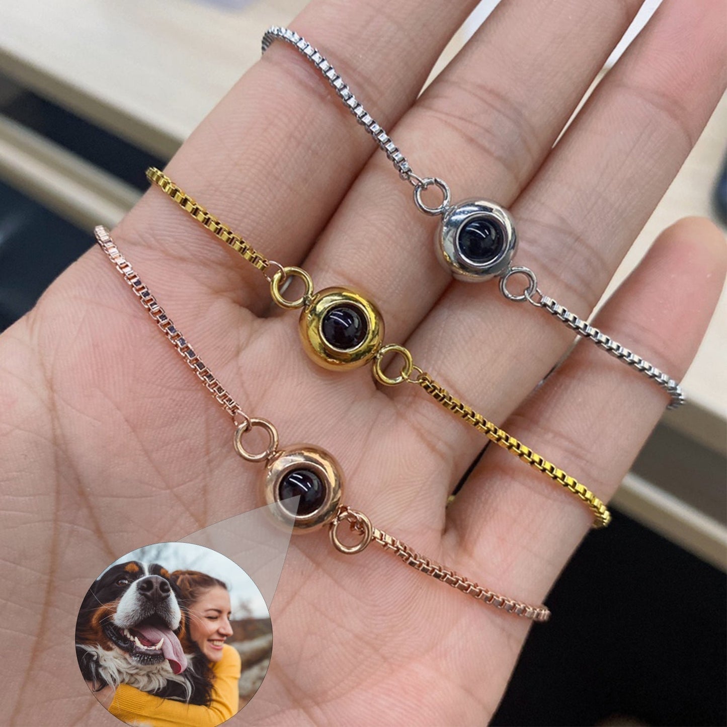 Pulsera personalizada con foto oculta para pareja