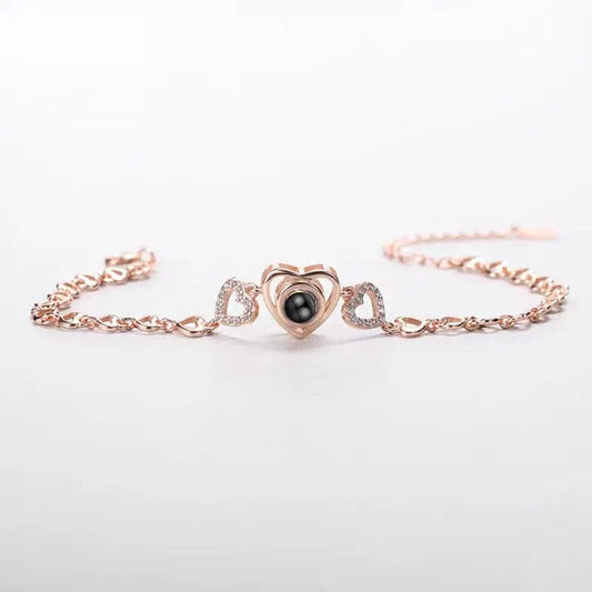 Pulsera personalizada con foto oculta y dije de corazón
