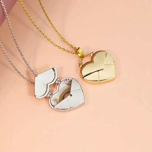 Collar con colgante de corazón personalizado y foto oculta