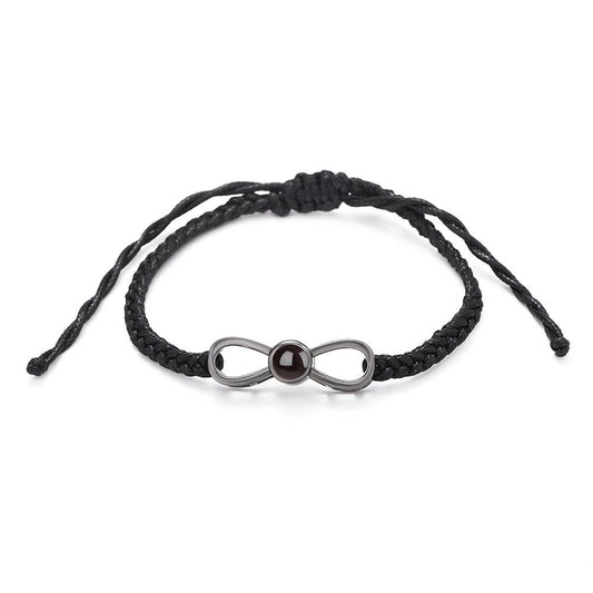 Pulsera trenzada de circonitas infinitas con proyección de fotos ocultas personalizada
