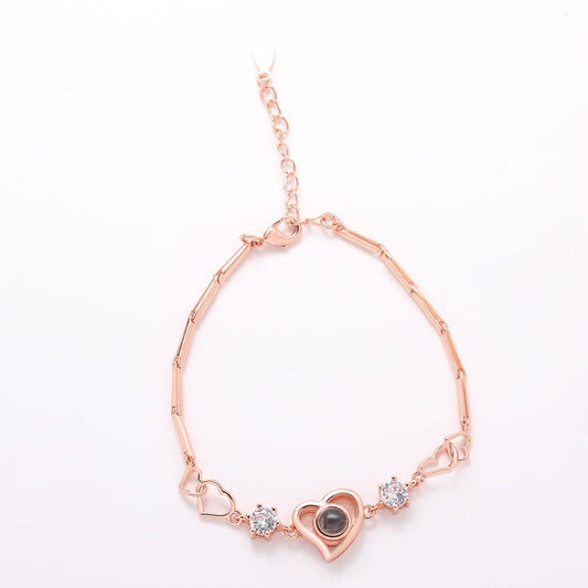 Collar de corazón de diamantes con proyección de fotos ocultas personalizado