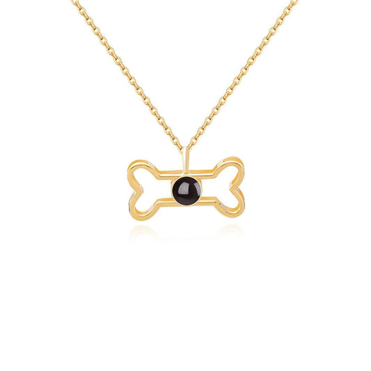 Collar de hueso de perro con proyección de fotos oculta personalizada