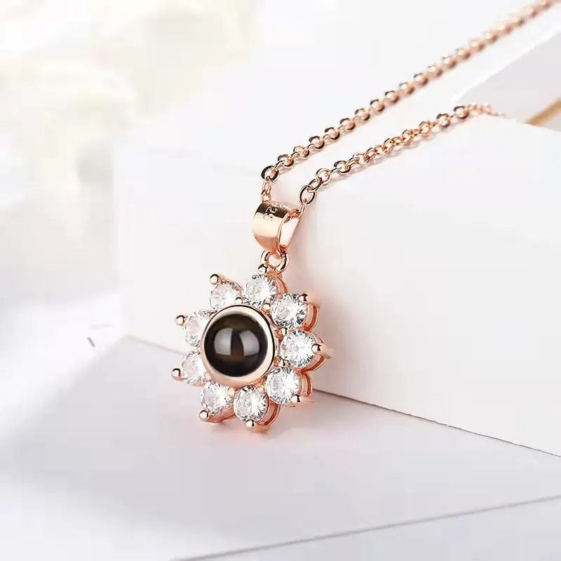 Collar de girasol con foto oculta personalizado