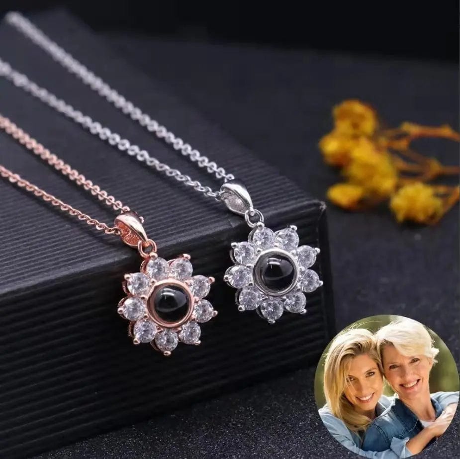 Collar de girasol con foto oculta personalizado