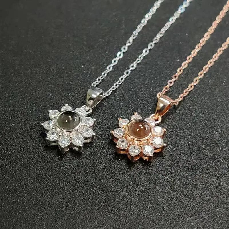 Collar de girasol con foto oculta personalizado