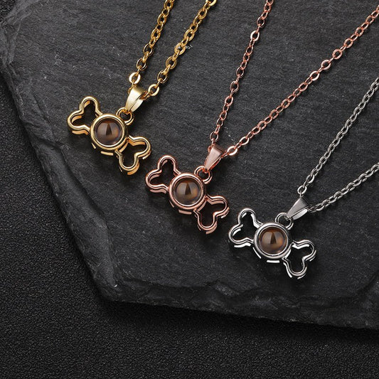 Collar con foto oculta y hueso de memoria personalizado