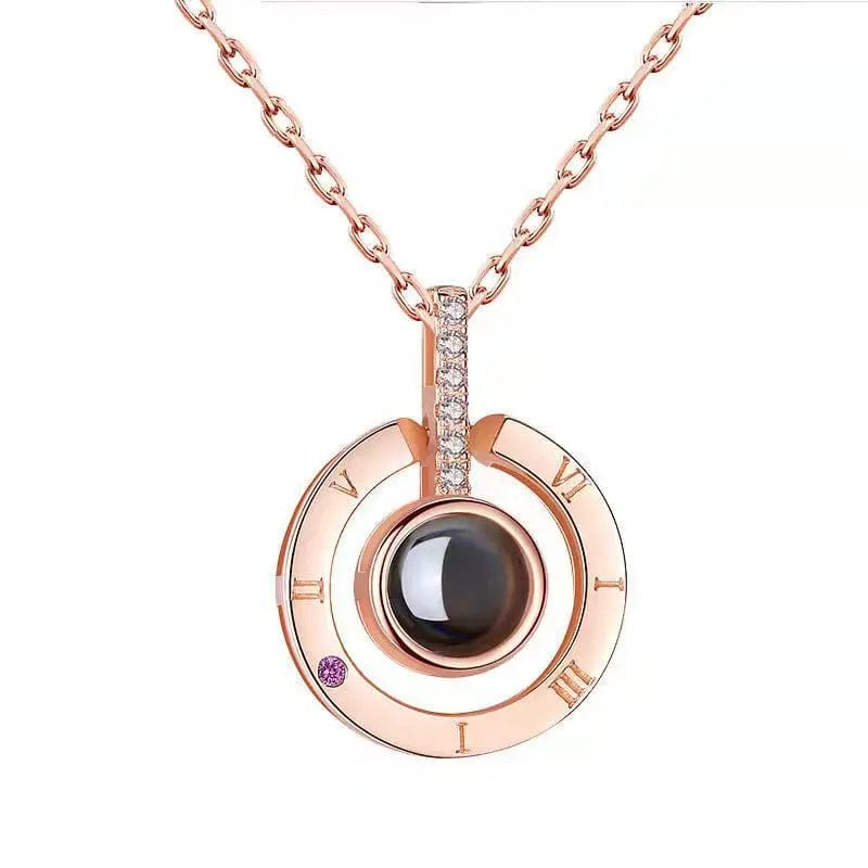 Collar minimalista personalizado con foto oculta y números romanos