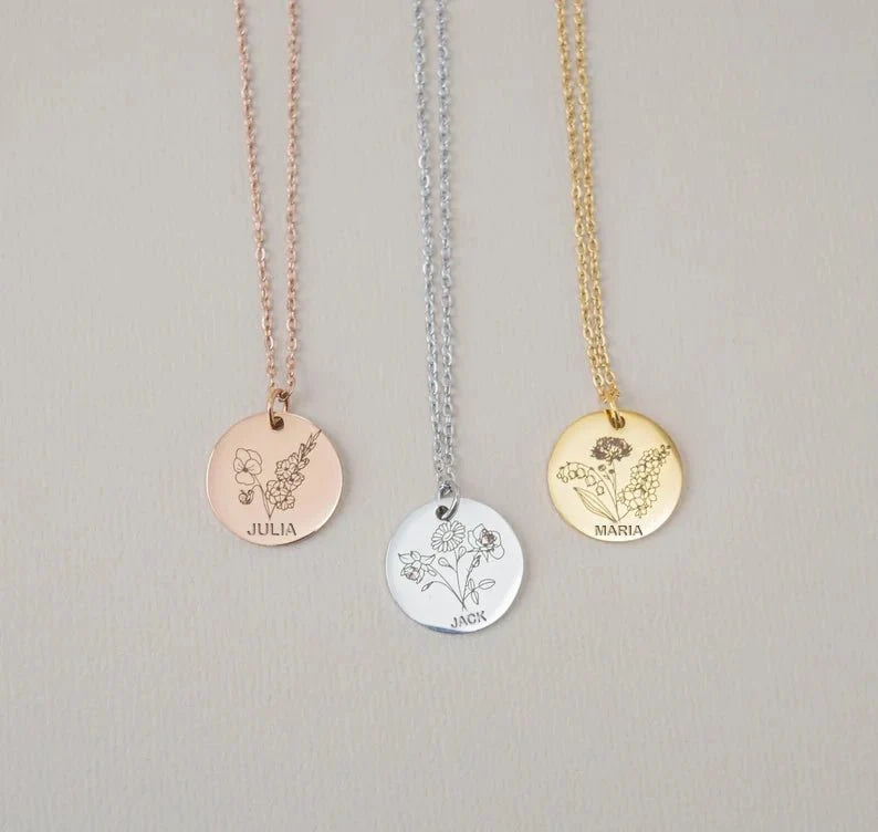 Collar de flor de nacimiento personalizado