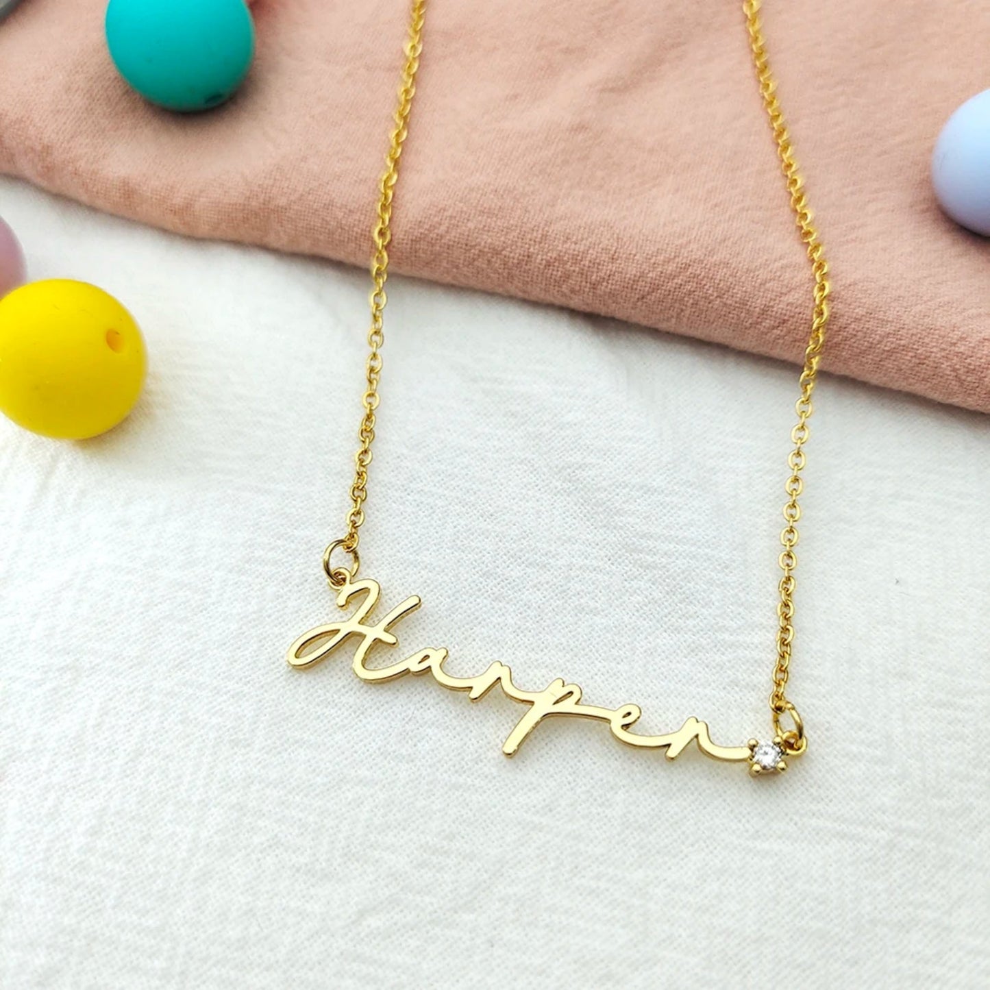 Personalisierte Halskette mit Diamantspitze