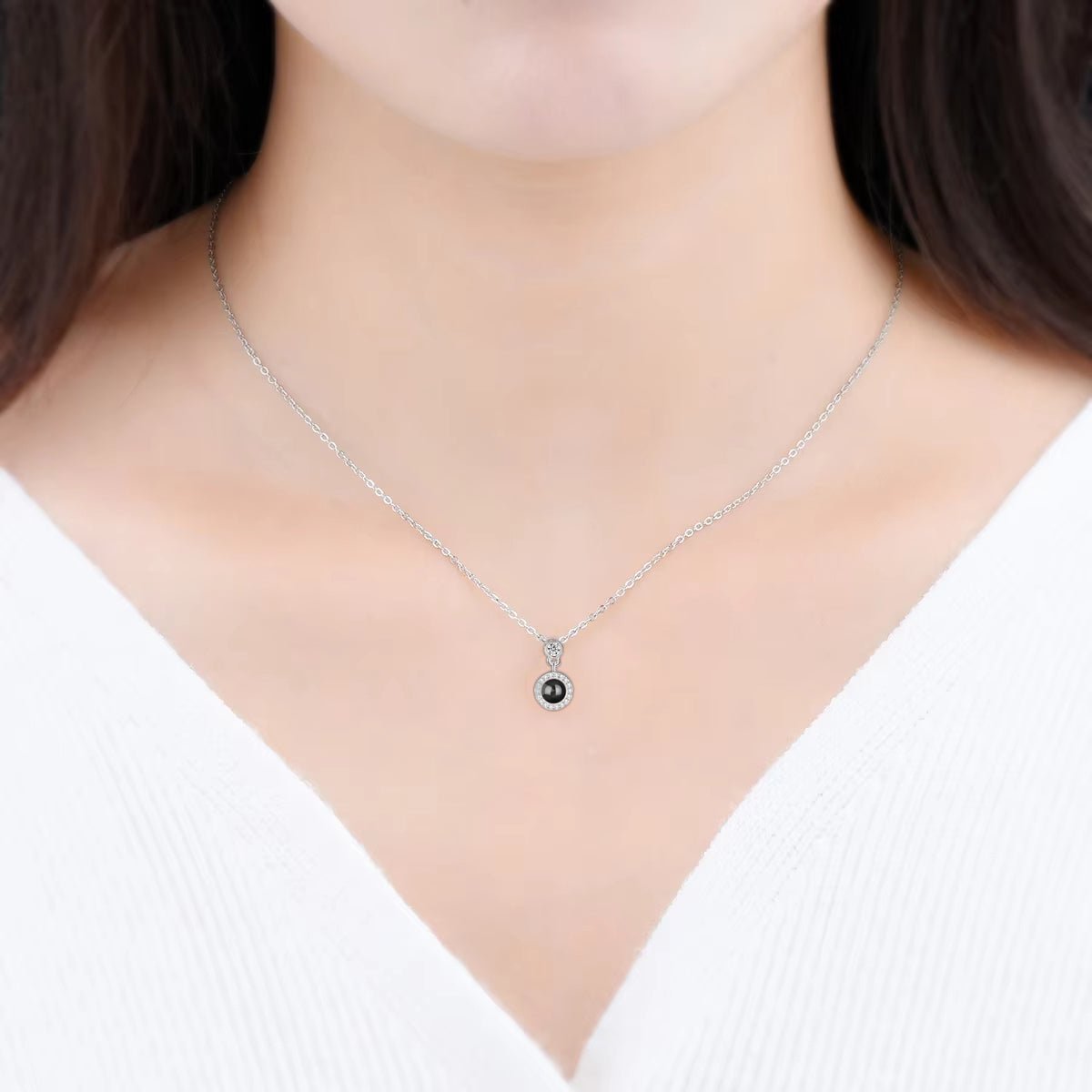 Custom Photo Projection Elegant Pendant Necklace