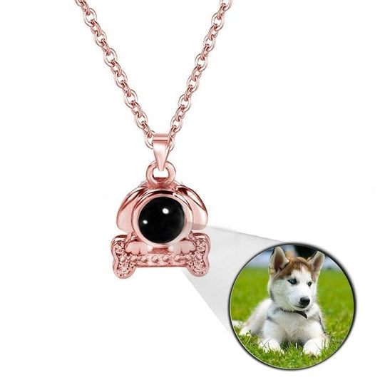 Collar con forma de hueso de perro con proyección de fotos personalizada