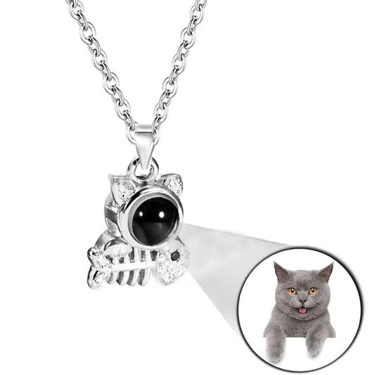 Collar con forma de espina de pescado para mascota con proyección de fotos personalizada