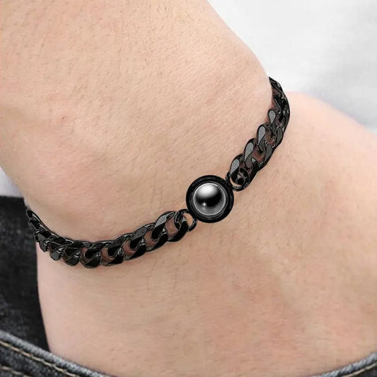 Pulsera de cadena gruesa con proyección de fotos personalizada