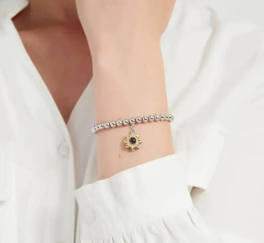 Pulsera personalizada con foto oculta de girasol