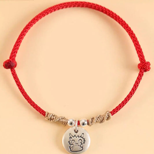 Pulsera trenzada con piedras de Buda, hecha a mano en plata de ley 999, con el año del dragón y el zodíaco chino de la suerte.