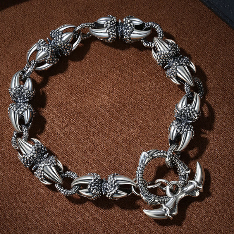 Pulsera de protección y fuerza con garra de dragón grabada con piedras de Buda