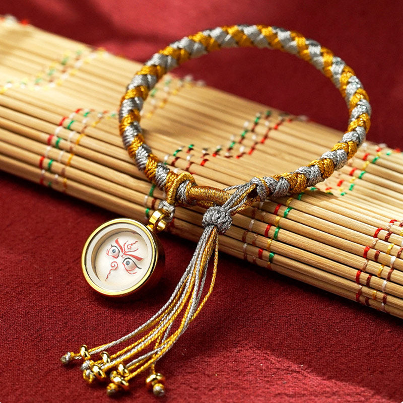 Pulsera trenzada de escamas de dragón tibetano de los Cinco Dioses de la Riqueza, hecha a mano con piedras de Buda