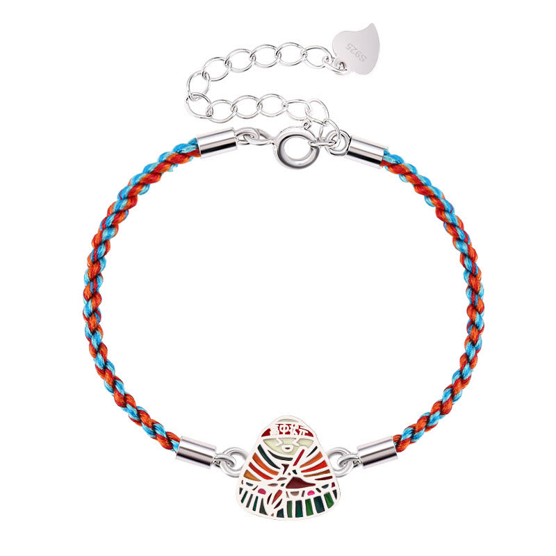 Buddha Stones 925 Sterling Silber Zongzi Muster Glück Mehrfarbig Handgefertigtes Armband