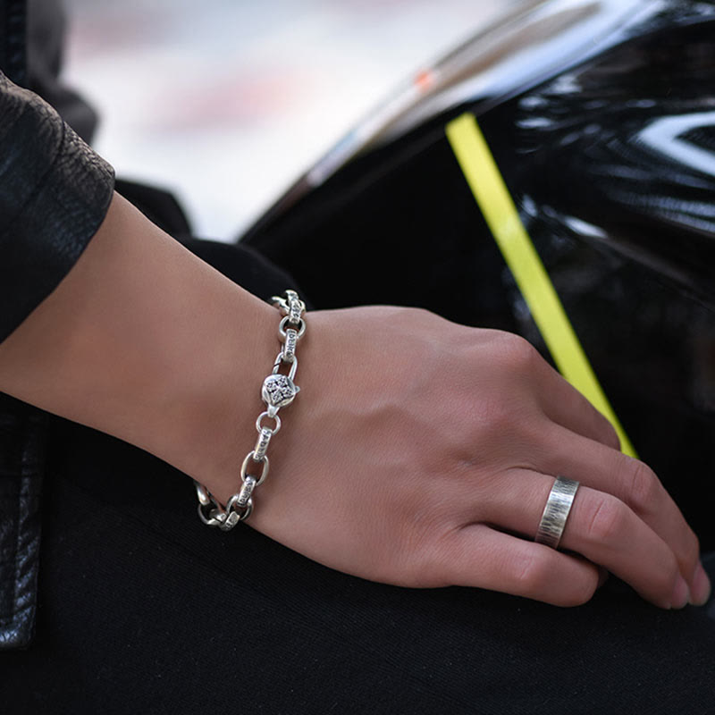 Pulsera Buddha Stones de plata de ley 925 con seis palabras verdaderas, sabiduría y calma