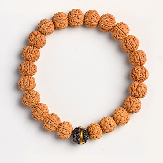 Pulsera de Rudraksha tibetana con semillas de Bodhi y piedras de Buda para la prosperidad y la prosperidad