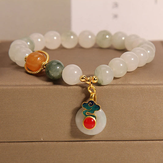 Pulsera de prosperidad con piedras de Buda, jade, nubes auspiciosas, ágata roja y citrino